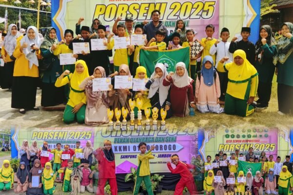 Siswa MI Ma’arif Sunan Kalijogo Mangunan Boyong 11 Trophy Kejuaraan PORSENI KKMI 01 Ponorogo