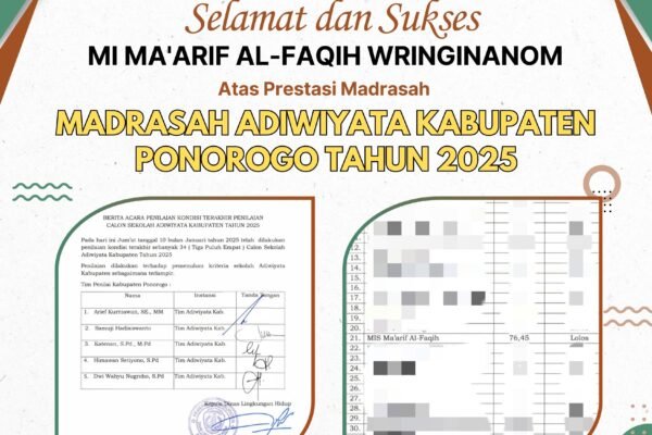 MI Ma’arif Al-Faqih Wringinanom Raih Predikat Madrasah Adiwiyata Tingkat Kabupaten Ponorogo Tahun 2025